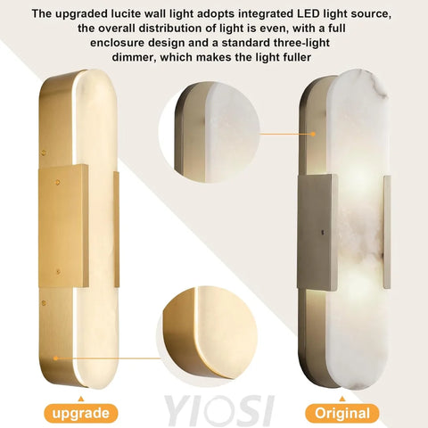Modern Alabaster Wall Sconce - 2 Pack
