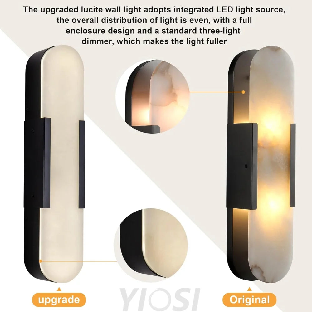 Modern Alabaster Wall Sconce - 2 Pack