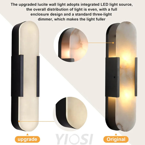 Modern Alabaster Wall Sconce - 2 Pack