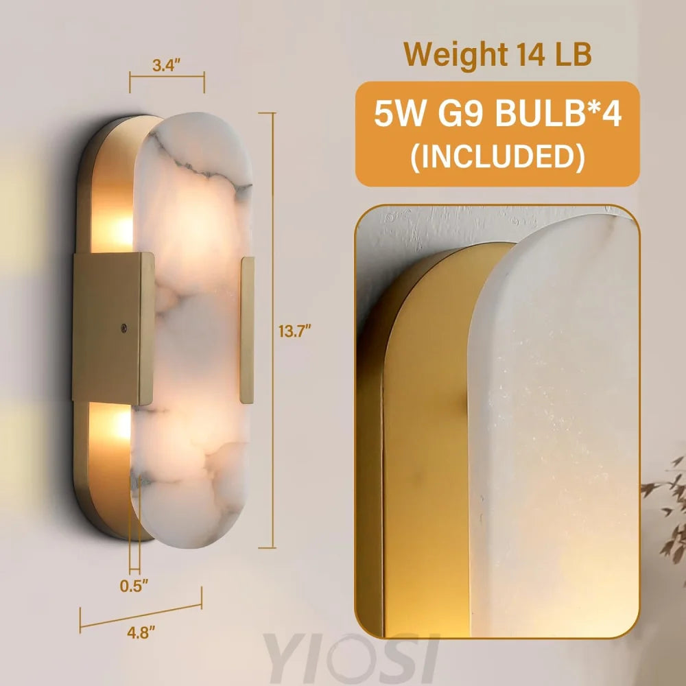 Modern Alabaster Wall Sconce - 2 Pack