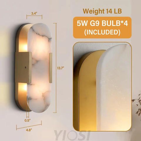 Modern Alabaster Wall Sconce - 2 Pack
