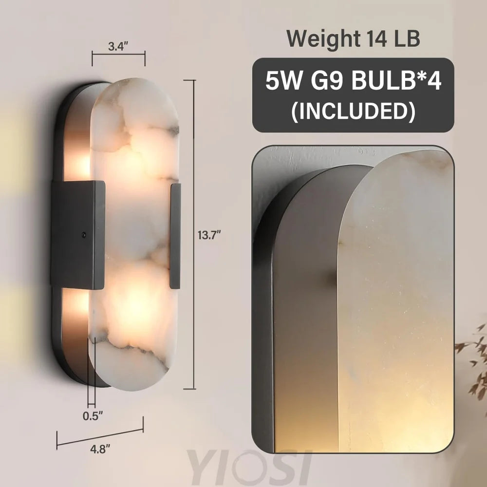 Modern Alabaster Wall Sconce - 2 Pack