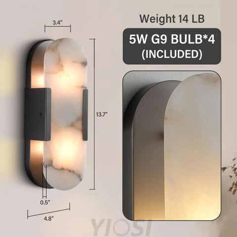 Modern Alabaster Wall Sconce - 2 Pack