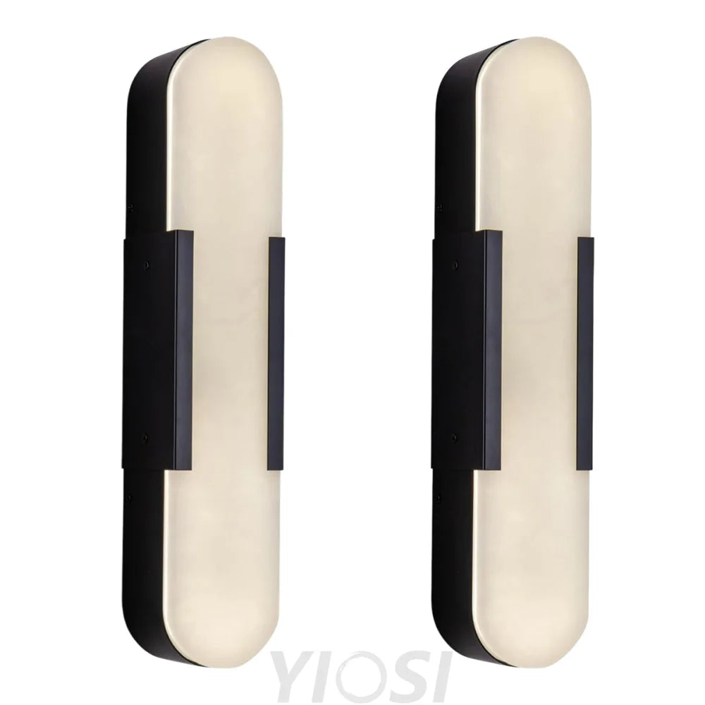 Modern Alabaster Wall Sconce - 2 Pack Black / 19.7 in-2pk
