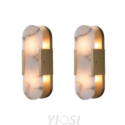 Modern Alabaster Wall Sconce - 2 Pack Gold / 13.8 in-2pk