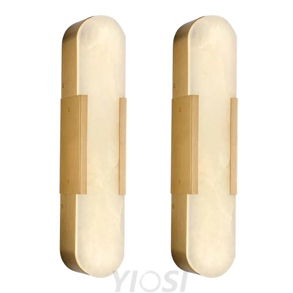 Modern Alabaster Wall Sconce - 2 Pack Gold / 19.7 in-2pk