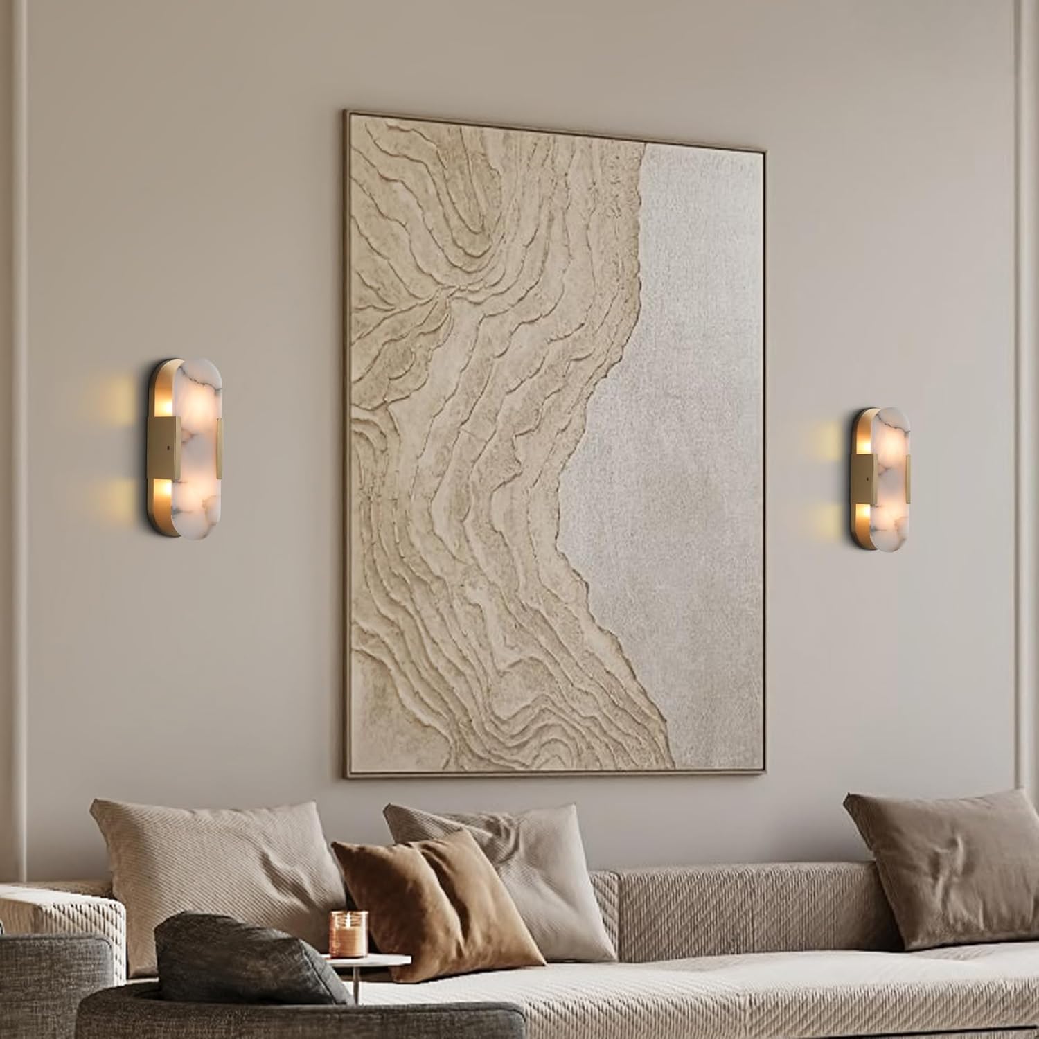 Modern Alabaster Wall Sconce - 2 Pack