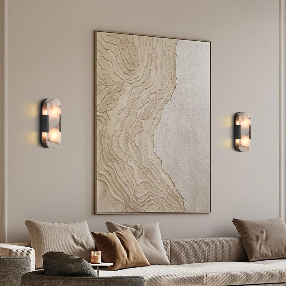 Modern Alabaster Wall Sconce - 2 Pack