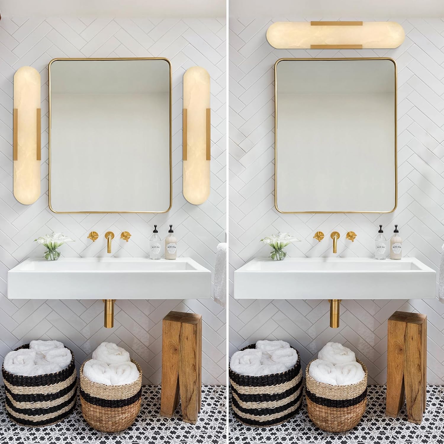 Modern Alabaster Wall Sconce - 2 Pack