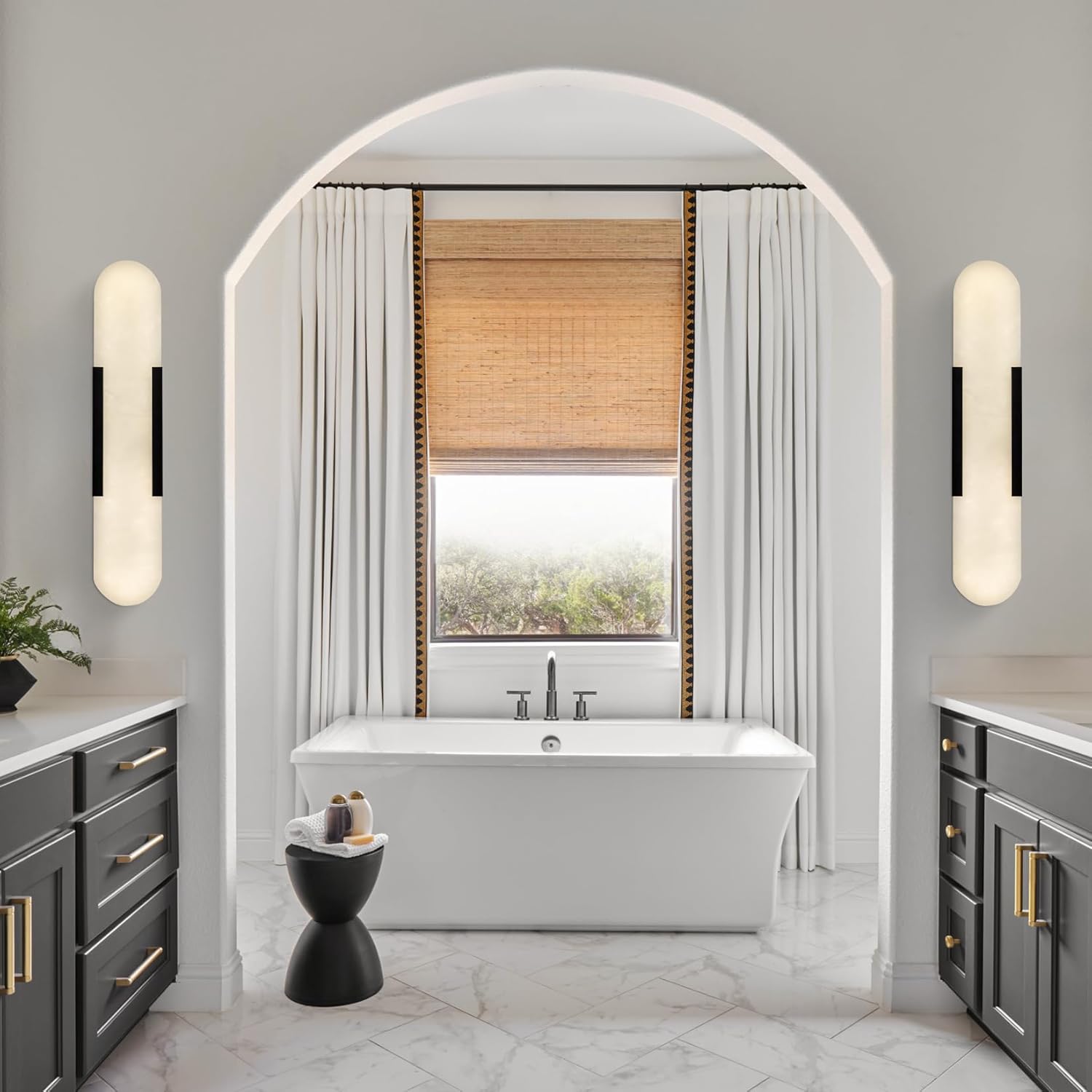 Modern Alabaster Wall Sconce - 2 Pack