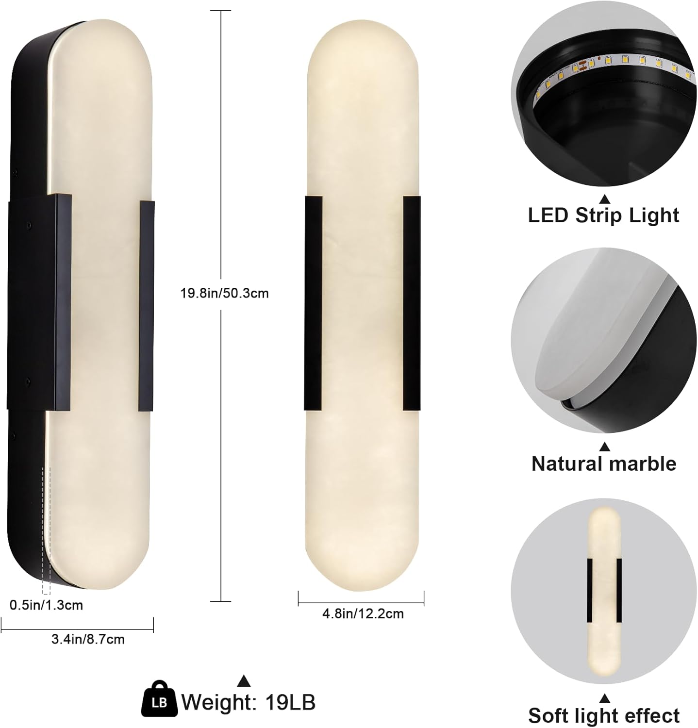 Modern Alabaster Wall Sconce - 2 Pack