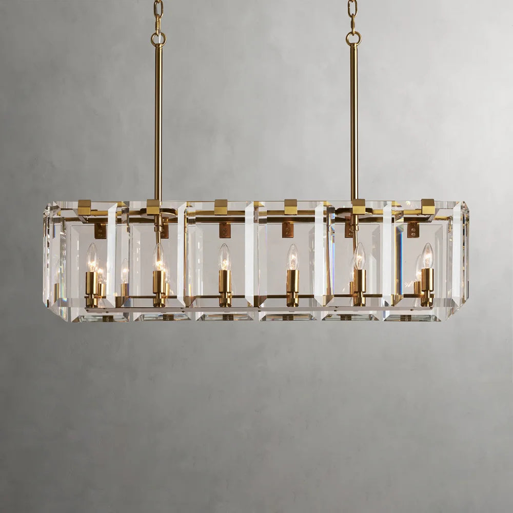 Modern Amaya Rectangular Chandelier Brass / 12 Light Chandelier