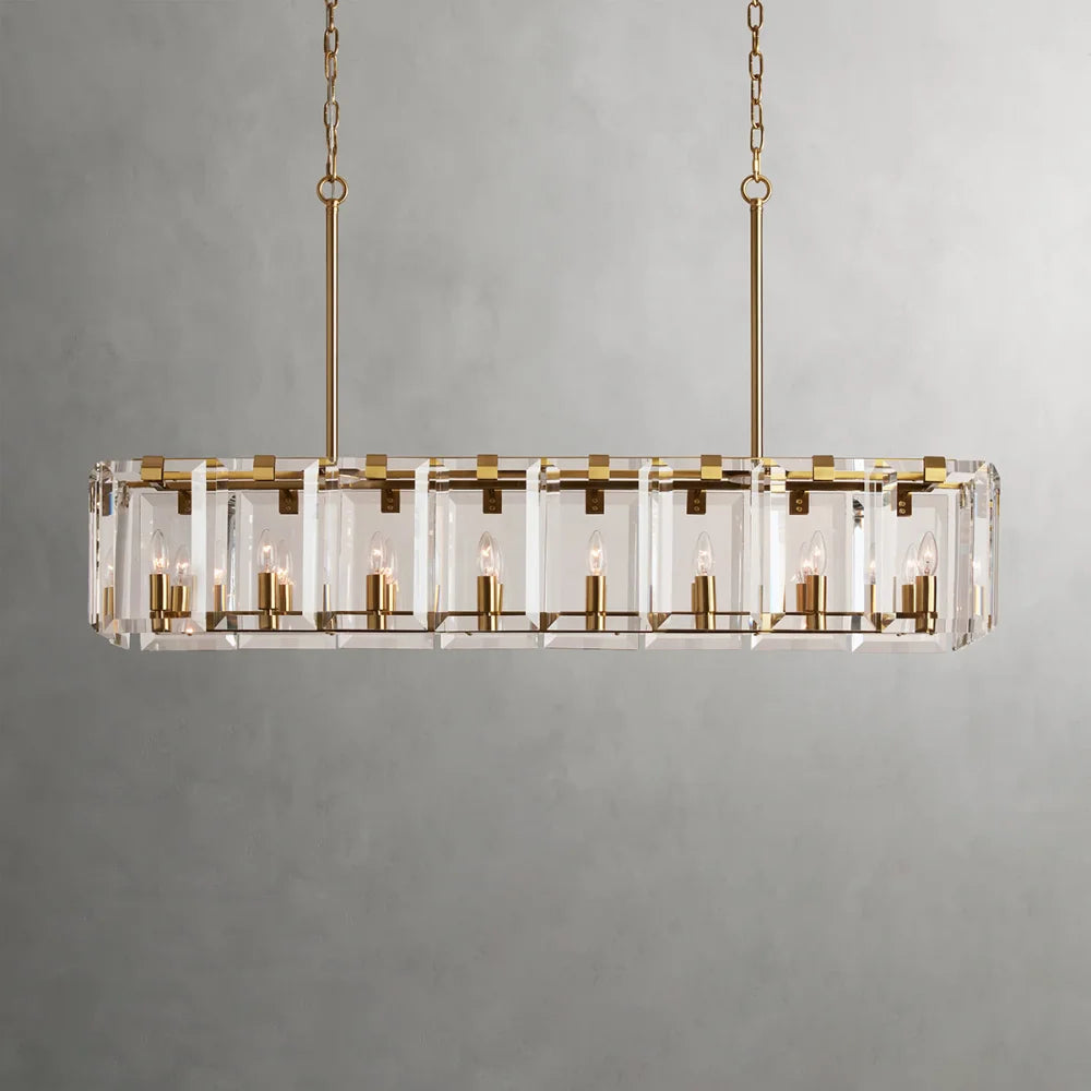 Modern Amaya Rectangular Chandelier Brass / 16 Light Chandelier