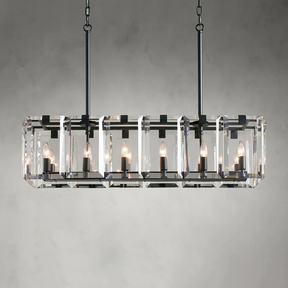 Modern Amaya Rectangular Chandelier Bronze / 12 Light Chandelier