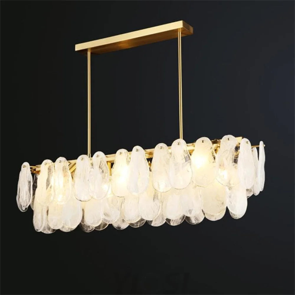 Modern Art Class Frosted Glass Linear Chandelier Island