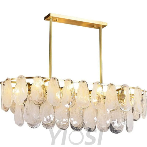 Modern Art Class Frosted Glass Linear Chandelier Island