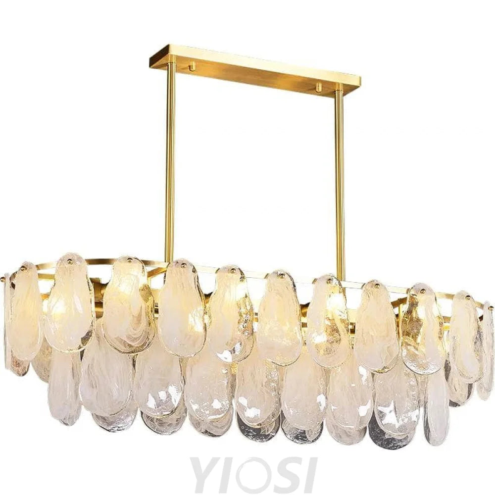 Modern Art Class Frosted Glass Linear Chandelier Island