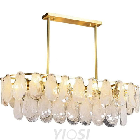 Modern Art Class Frosted Glass Linear Chandelier Island