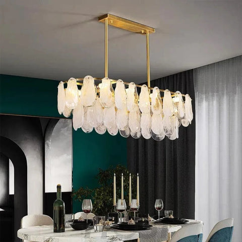 Modern Art Class Frosted Glass Linear Chandelier Island