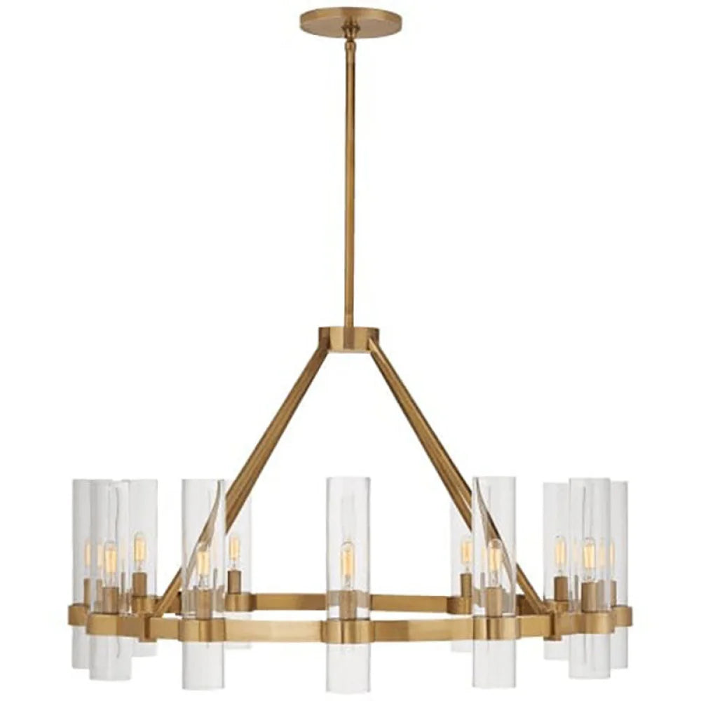 Modern Art Glass Presidio Chandelier 12-Light Antique Brass Chandelier