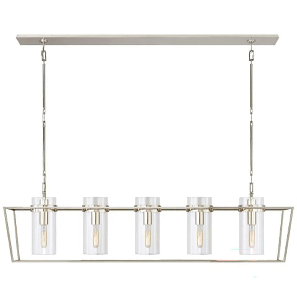 Modern Art Glass Presidio Linear Chandelier 5-Light Polished Nickel Chandelier