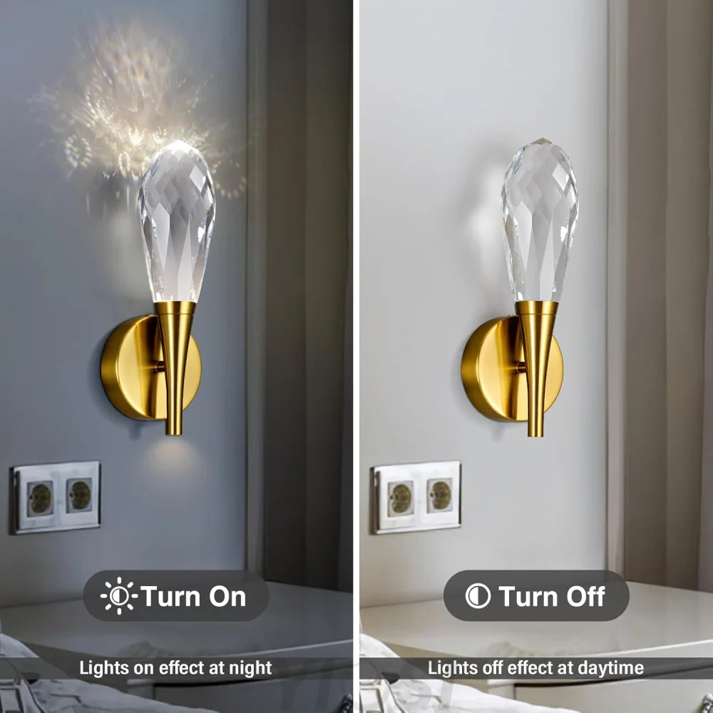 Modern bathroom vanity wall lamp in front of the mirror