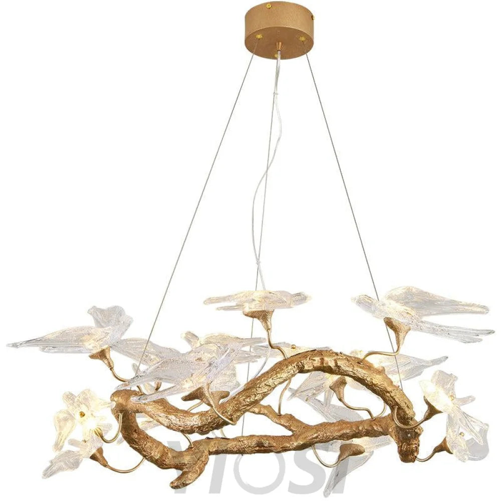 Modern Bird Glass Tree Branch Circle Round Chandelier