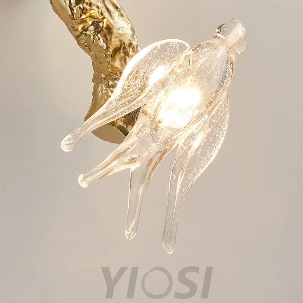 Modern Bird Glass Tree Branch Wall Sconce