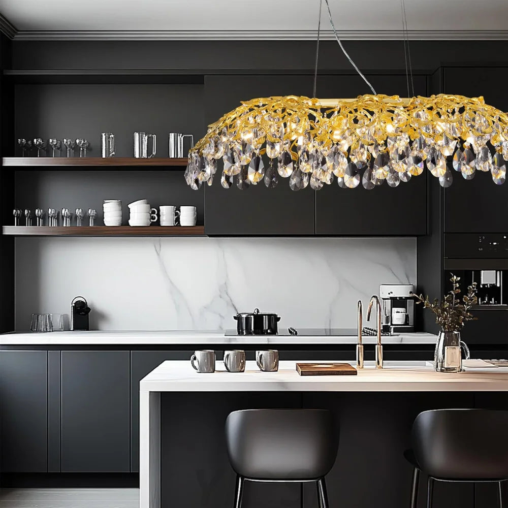 Modern branch-and-leaves-shaped chandelier