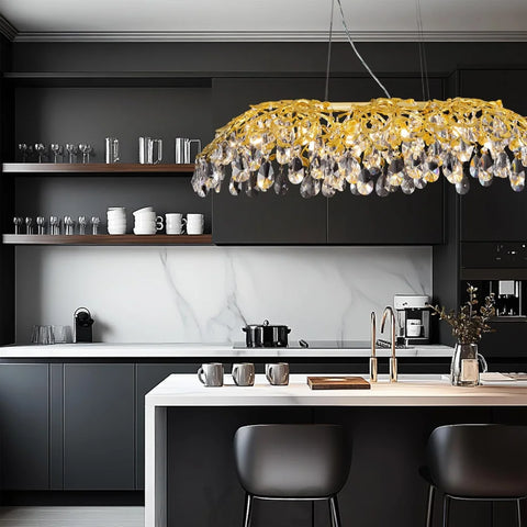 Modern branch-and-leaves-shaped chandelier