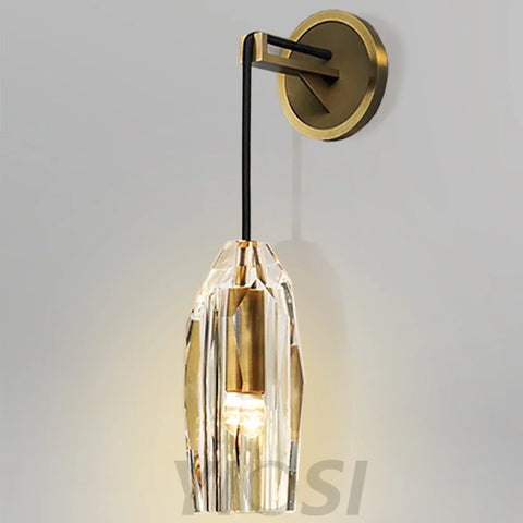 Modern Brass Crystal Wall Sconce