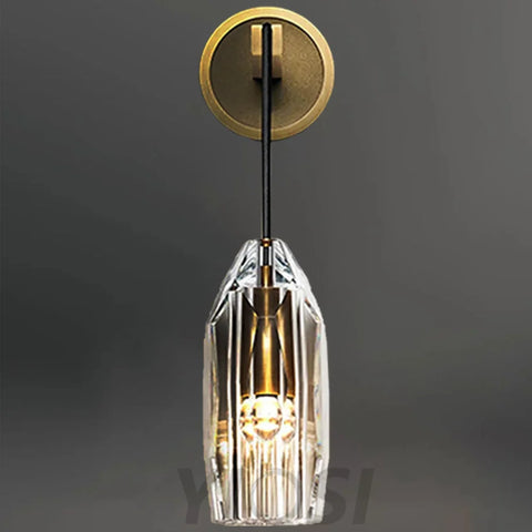 Modern Brass Crystal Wall Sconce