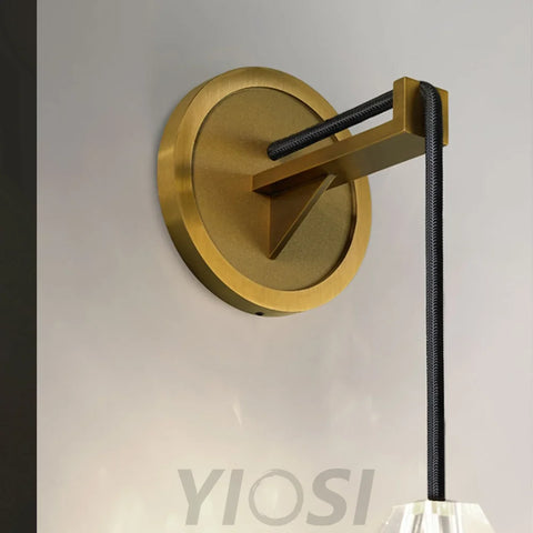 Modern Brass Crystal Wall Sconce