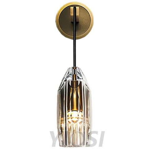 Modern Brass Crystal Wall Sconce