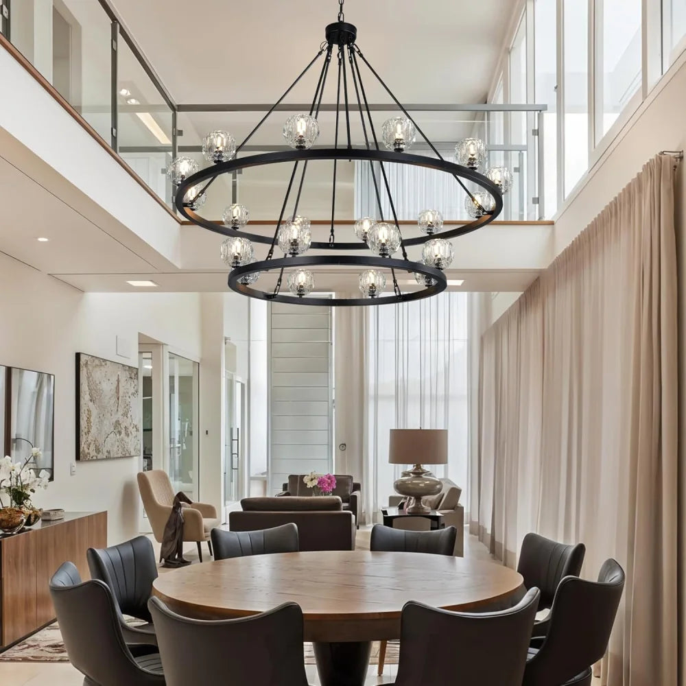 Modern Carriage Wheel Crystal Chandelier