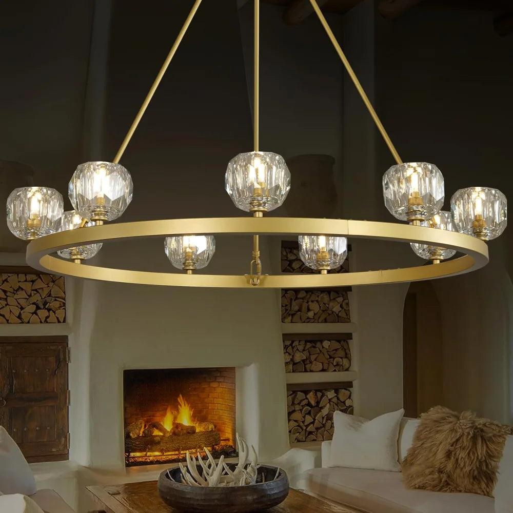 Modern Carriage Wheel Crystal Chandelier