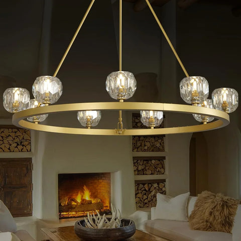 Modern Carriage Wheel Crystal Chandelier
