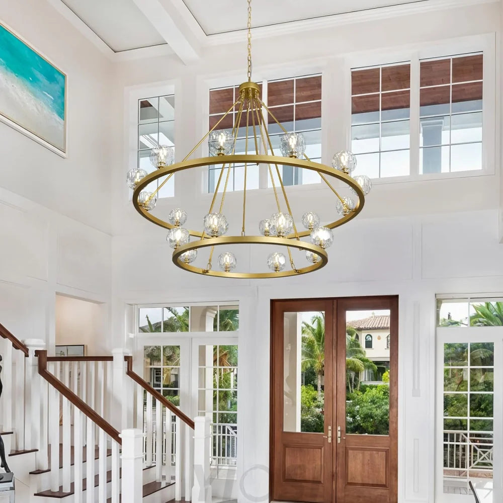 Modern Carriage Wheel Crystal Chandelier