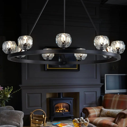Modern Carriage Wheel Crystal Chandelier