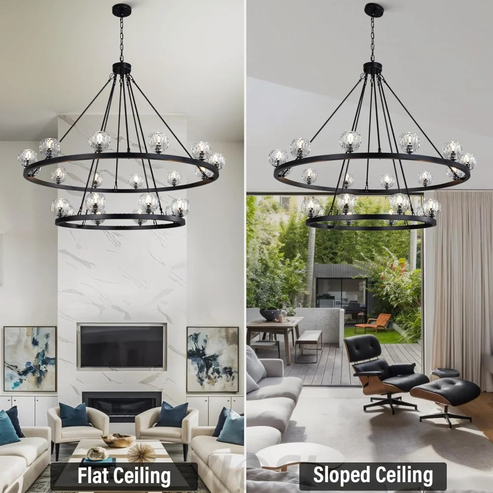 Modern Carriage Wheel Crystal Chandelier
