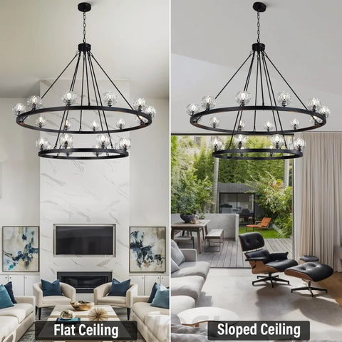 Modern Carriage Wheel Crystal Chandelier
