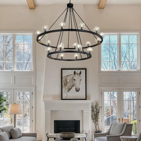 Modern Carriage Wheel Crystal Chandelier