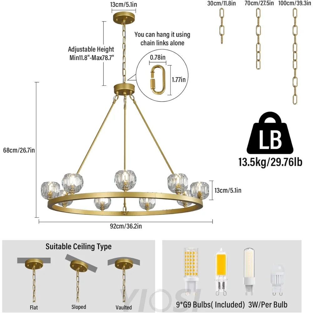 Modern Carriage Wheel Crystal Chandelier