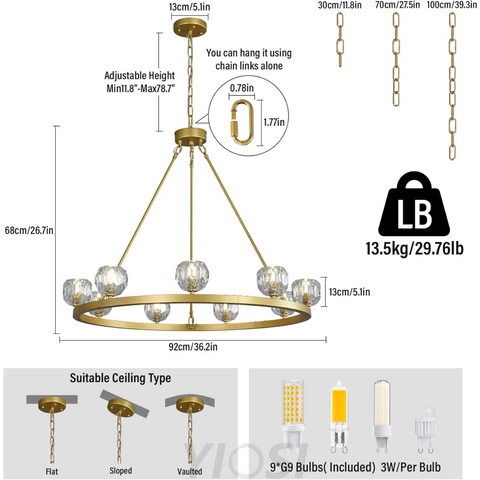 Modern Carriage Wheel Crystal Chandelier