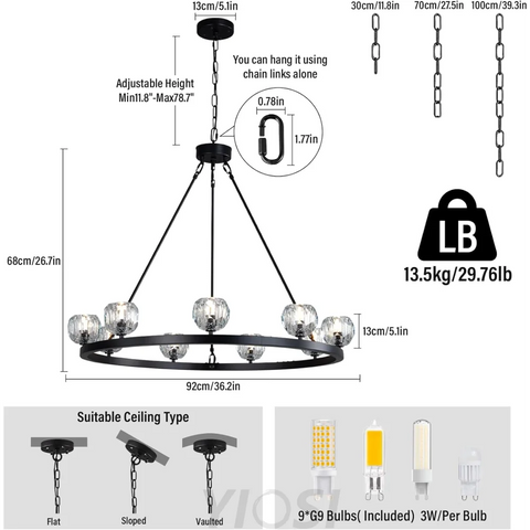 Modern Carriage Wheel Crystal Chandelier