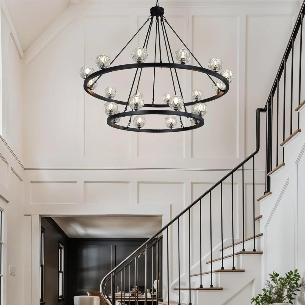 Modern Carriage Wheel Crystal Chandelier