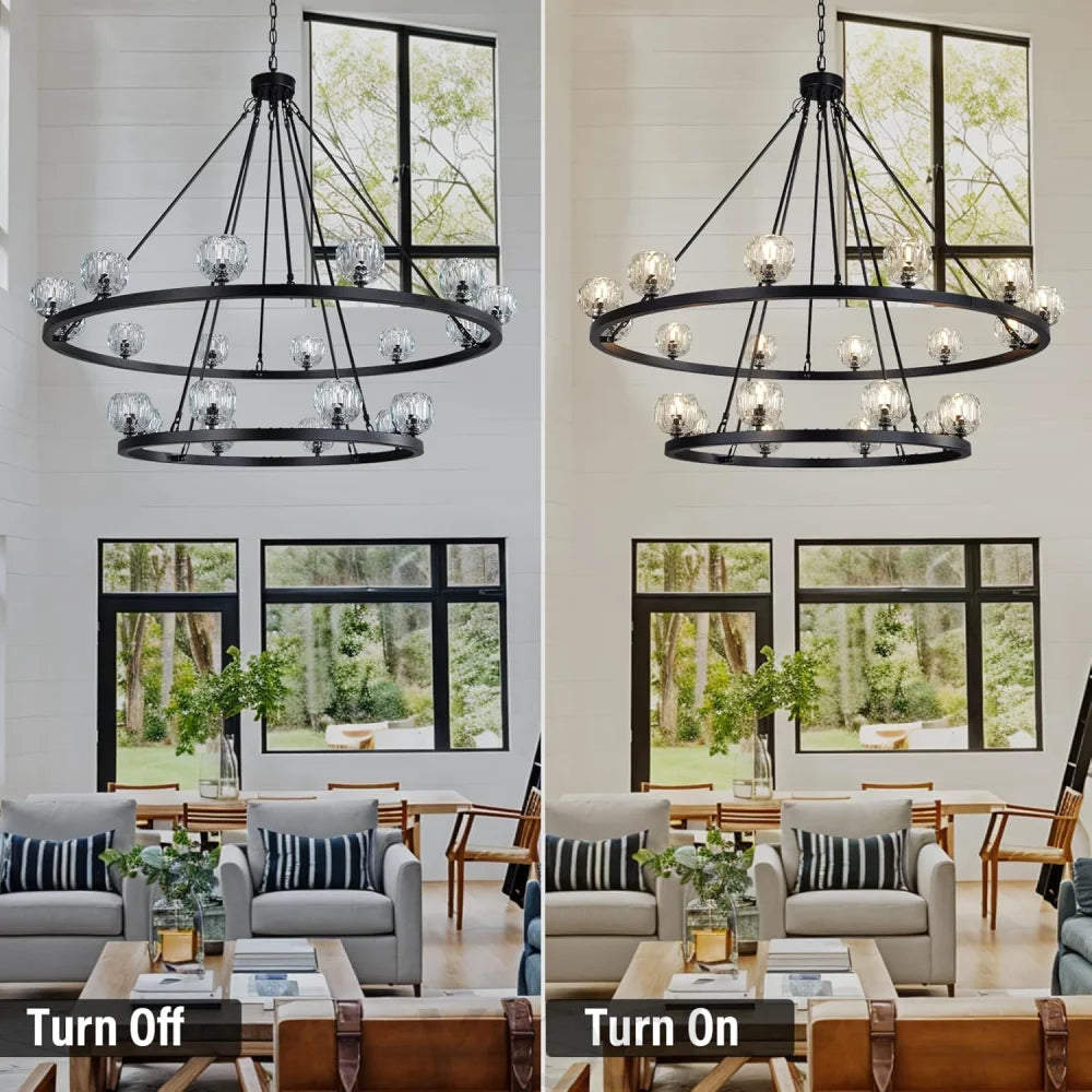 Modern Carriage Wheel Crystal Chandelier