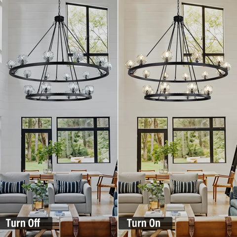 Modern Carriage Wheel Crystal Chandelier
