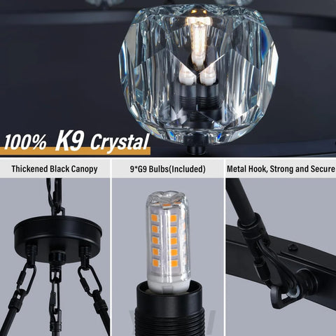 Modern Carriage Wheel Crystal Chandelier