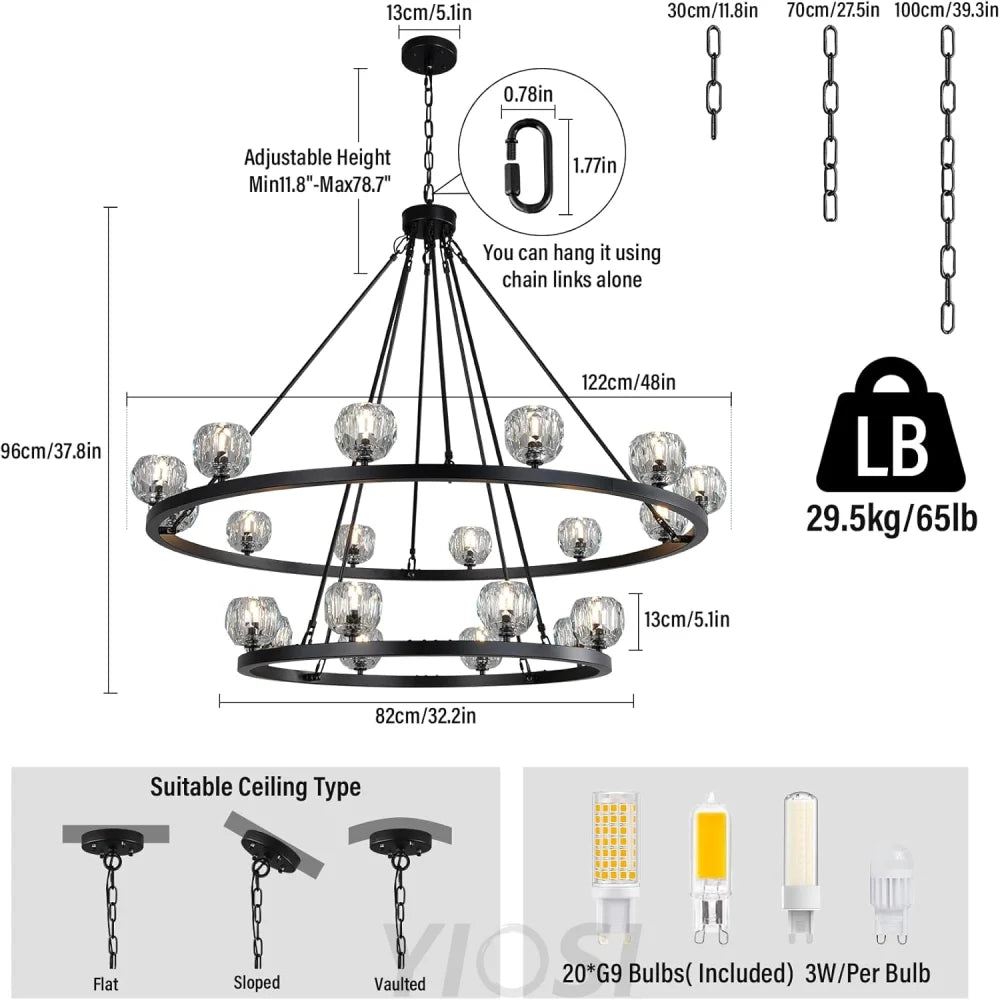 Modern Carriage Wheel Crystal Chandelier